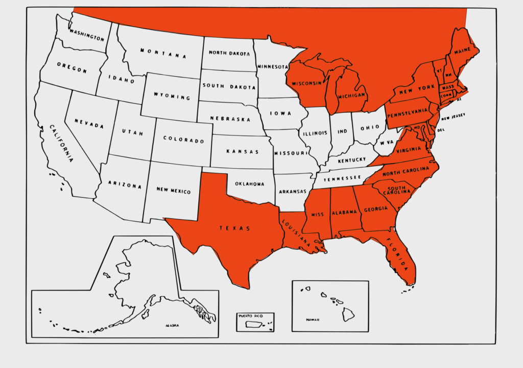 Verbreitungsgebiet der Schlauchpflanzen im Südosten der USA und Kanada